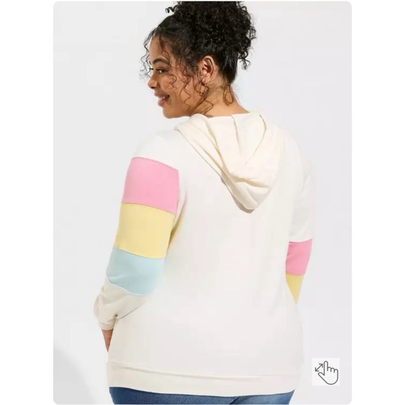 NEW Torrid 3 Lightweight French Terry Colorblock Pullover Hoodie, Pastel Stripes - Picture 3 of 8